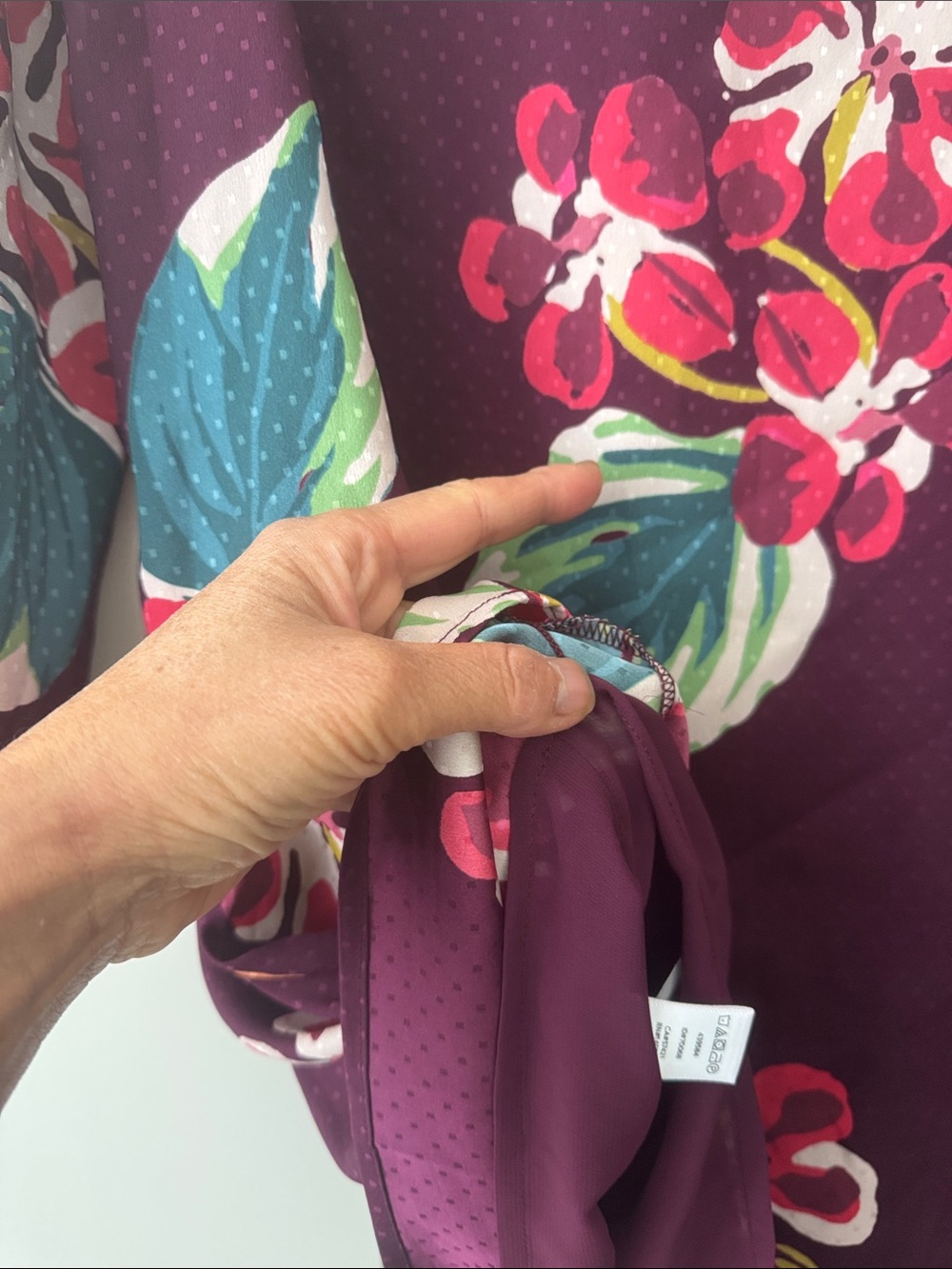 NWT LOFT Plum Floral Long-Sleeve Dress size M - Picture 6 of 8